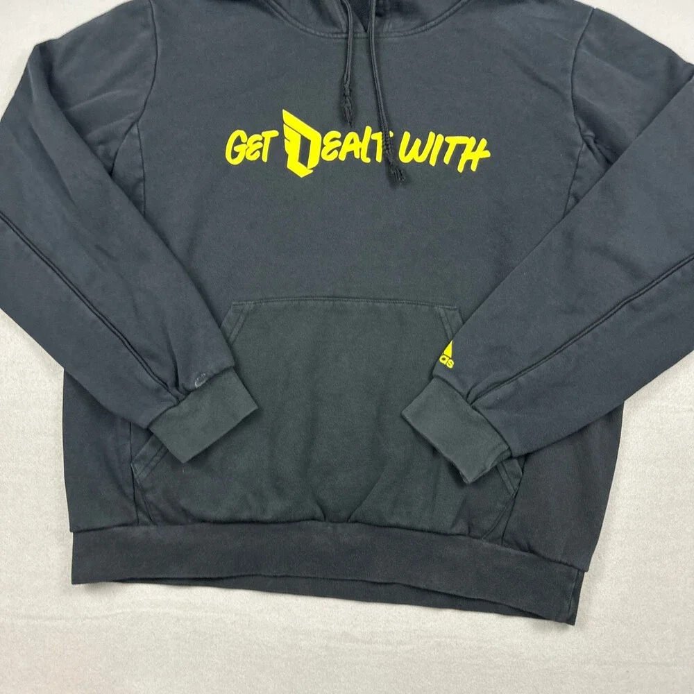Adidas Hoodie Men L Black Damian Lillard Get Dealt With Basketball Sweatshirt *
